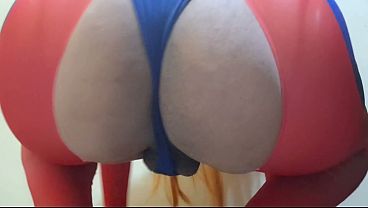 Fat Ass Trans Girl in Asuka Cosplay Anal Fucking herself with Purple Dildo