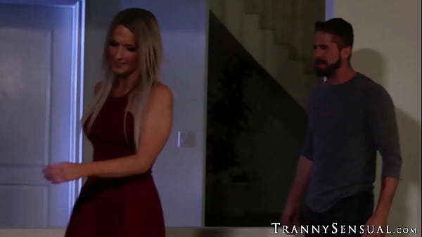 Shemale jerks her man off to cum explosion after analfucking