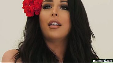 Big tits shemale anal fucked by a big cock